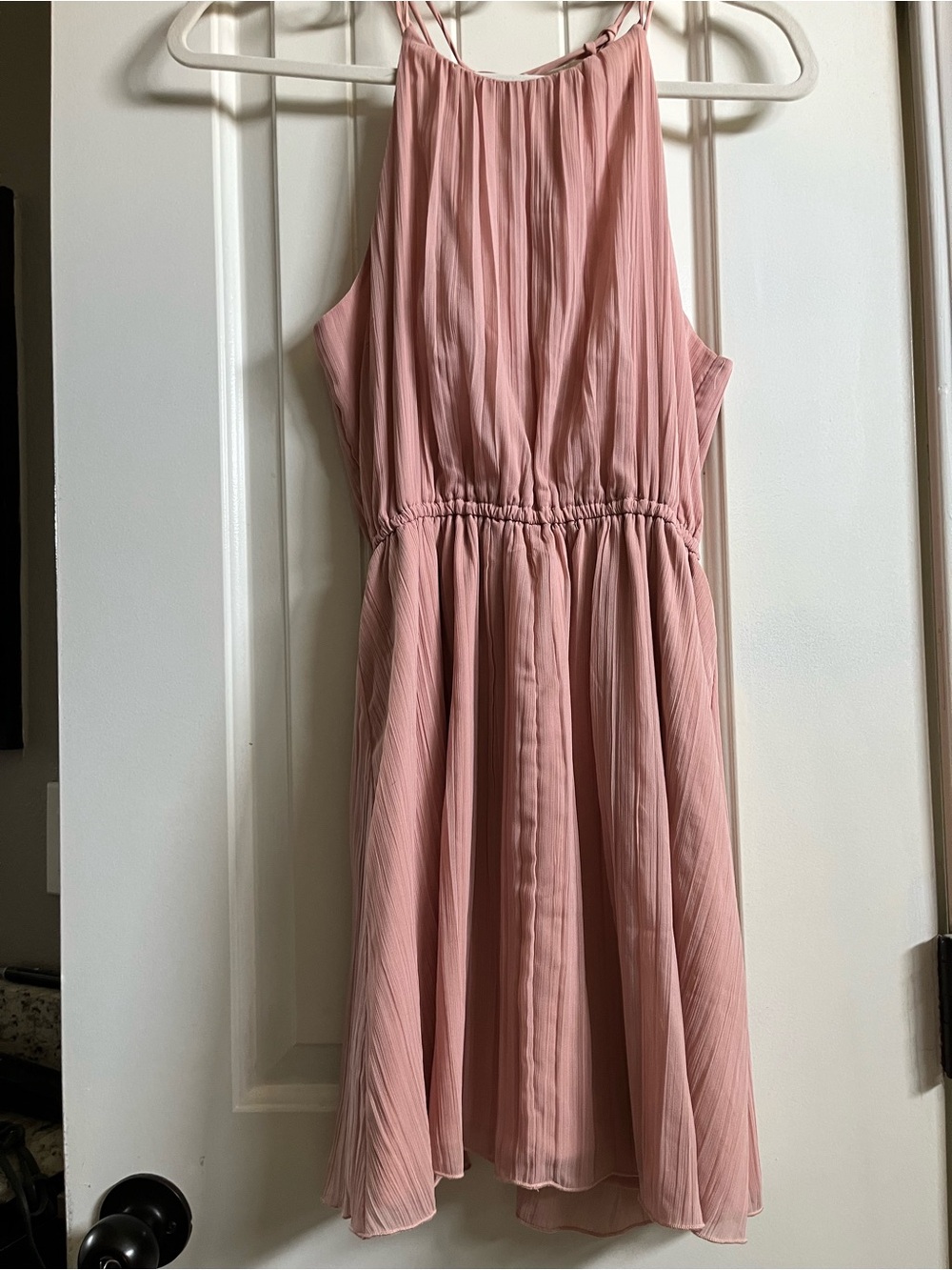 Abercrombie & Fitch Dusty Pink Pleated Halter Dress